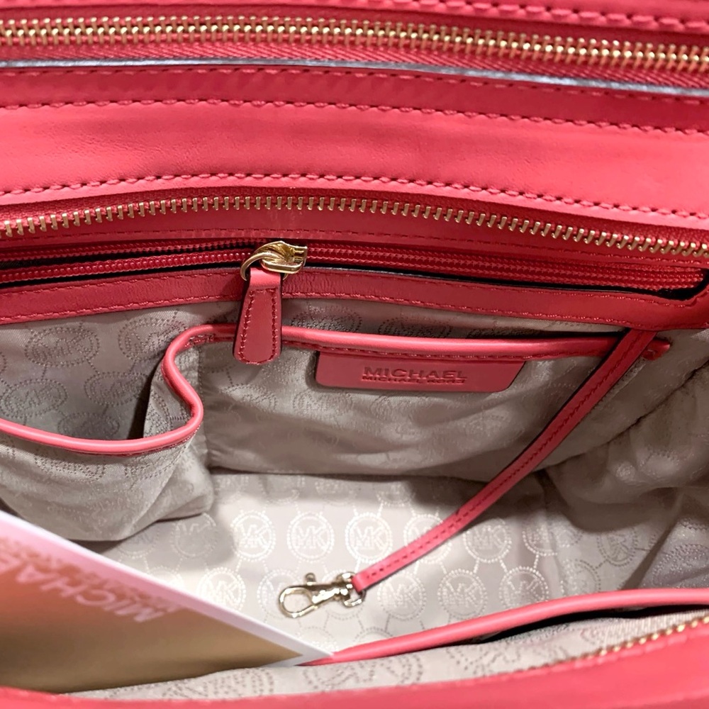 RARE MICHAEL KORS Colette Satchel Leather Large Color-Block Zip Closure - Picture 4 of 14